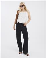 River Island Womens Black Denim Straight Jeans 12 Short