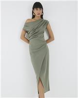 River Island Womens Khaki Midi Wrap Dress Size S