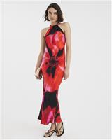 River Island Womens Pink Midi Pencil Satin Midi Dress Size 14