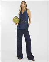 River Island Womens Blue Denim Double-breasted Waistcoat Size 10