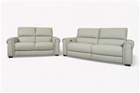 Belmont 3 Seater Power Recliner & 2 Seater Leather Sofa Set, Light Grey