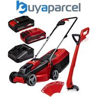 Einhell Cordless 18v Lawnmower 30cm Cut Brushless + Grass Trimmer 2x Batteries