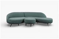 Lorenze Large 4 Seater RHF Chaise End Sofa & Footstool, Fern Green