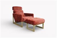 Soho Fabric Armchair & Footstool, Chenille Wine