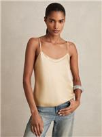 Reiss Womens Gold Silk Scoop Sleeveless Top Size 6
