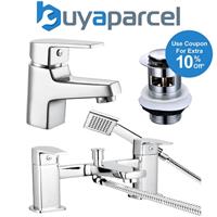 Bristan Niva Square Chrome Basin Mixer Lever Action Tap Waste Bath Shower Mixer