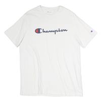 CHAMPION Mens White Cotton Graphic T-Shirt L Short Sleeve Crew Neck Logo - L Regular