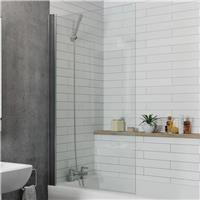 Square Bath Shower Screen 800mm - Chrome 6mm Glass Thickness Bathroom