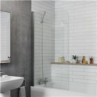 Curved Edge Bath Shower Screen 800mm - 6mm Glass Thickness Chrome Bathroom