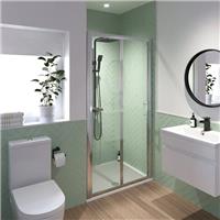 Bifold Shower Door 900mm - 6mm Aluminium Clear Glass Bathroom