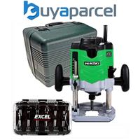 HiKOKI 240v M12VEL 1/2in Router Variable Speed 65mm Plunge + 12 Piece Bit Set