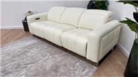 Sofology Marvella Leather 3 Seater Power Recliner/Headrest in Trusty Sheen White