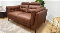 Sofology Muse Leather 2 Seater Supportive Headrests in Relaxed Matt Espresso