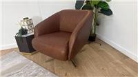 Sofology Adler Leather Swivel Chair in Relaxed Soft Brown