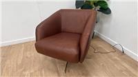 Sofology Adler Leather Swivel Chair in Relaxed Soft Brown