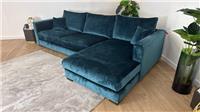 Sofology Majestica Fabric 3 Seater Chaise in Luxe Chenille Teal
