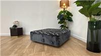 Sofology The Majestica Fabric Designer Footstool in Luxe Chenille Charcoal Mix