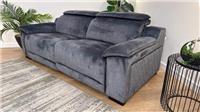 Sofology Benz Fabric 3 Seater Power Headrest/Recliner in Heritage Velvet Granite