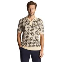 Lyle & Scott Mens Monogram Knitted Polo Shirt - Sand Dune - M - M Regular