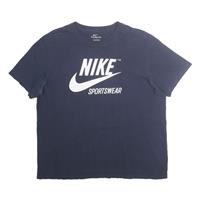 NIKE Mens Navy Blue Sportswear Logo T-Shirt L Short Sleeve Crew Neck Cotton - L Regular