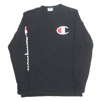 CHAMPION Mens T-Shirt Black Long Sleeve L - L Regular