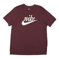 NIKE Mens Maroon Classic T-Shirt L Short Sleeve Crew Neck Logo Cotton Blend - L Regular