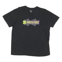 NIKE Mens Black Sports & Fitness Graphic T-Shirt L Short Sleeve Crew Neck - L Regular