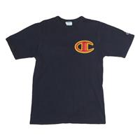 CHAMPION Mens Navy Blue Cotton Classic T-Shirt Short Sleeve Crew Neck L Logo - L Regular