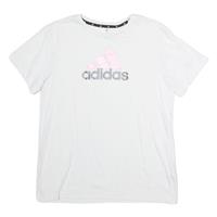 ADIDAS Womens White Crew Neck Graphic T-Shirt M Short Sleeve Cotton Casual - M Regular
