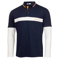 Calvin Klein Mens Hubbard Long Sleeve Hybrid Polo Shirt - Eve Blue - XL - XL Regular