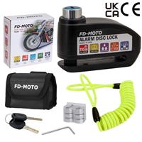 FD-MOTO Motorcycle Black Alarm Brake Disc Lock Security CE & UKCA Approved