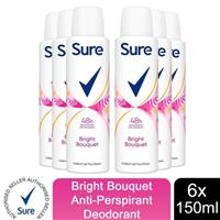 Sure Women Motion Sense Antiperspirant Deodorant, Bright Bouquet, 6 Pack, 150ml