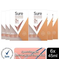 Sure Women Maximum Protection Sport Strength Anti-Perspirant Cream, 6 Pack, 45ml