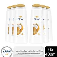 Dove Nourishing Secrets Restoring Ritual Shampoo with Coconut Oil, 6x400ml