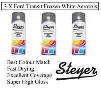 3 X Ford Transit Connect Van Frozen White Commercial Paint Spray Cans Gloss 7VTA