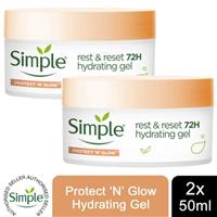 2pk of 50ml Simple Protect n Glow Rest & Reset 72H Hydrating Gel