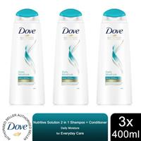 Dove Nutritive Solutions Daily Moisture 2 in 1 Shampoo + Conditioner, 3x400ml