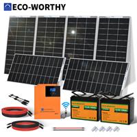 48V 1200W Solar Panel Kit MPPT System with 100AH LiFePO4 Battery Lithium Home