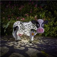 Daisy Cow Solar Garden Ornament Silhouette Light Up Colour Changing Statue