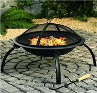 Round Fire Pit BBQ Grill Patio Garden Bowl Outdoor Camping Heater Log Burner