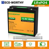 ECO-WORTHY 12V 30Ah Lithium Battery LiFePO4 4000+ Cycles Wheelchair Boat Scooter