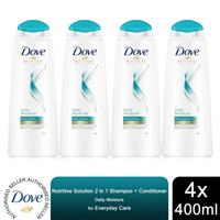 4x of 400ml Dove Nutritive Solutions Daily Moisture 2 in 1 Shampoo & Conditioner