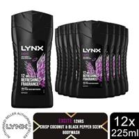 Lynx Excite 12-H Refreshing Fragrance Shower Gel Body Wash for Men, 12x225ml - Regular Regular