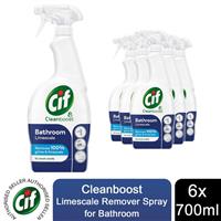6x700ml Cif Cleanboost Bathroom Spray Removes Limescale w/ 100% Streakfree Shine