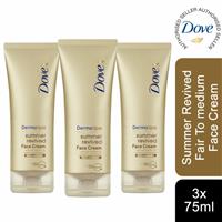 3pk Dove DermaSpa Face Cream Natural Bronze Glow SummerRevived FairtoMedium,75ml