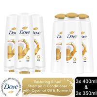 Dove Nourishing Secrets Coconut Oil Shampoo 3x400ml & Conditioner 3x350ml