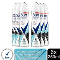 Sure Women Anti-perspirant 72H Nonstop Protection Invisible Aqua Deo, 3x250ml