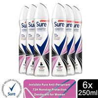 Sure Women Antiperspirant 72H Nonstop Protection Invisible Pure Deo, 3x250ml