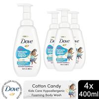 Dove Kids Care Body Wash Cotton Candy Hypoallergenic Foaming Wash, 4x400ml