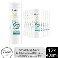 Dove Body Lotion Smoothing Care Natural Coconut Oil for All Skin Types, 12x400ml - Regular Regular